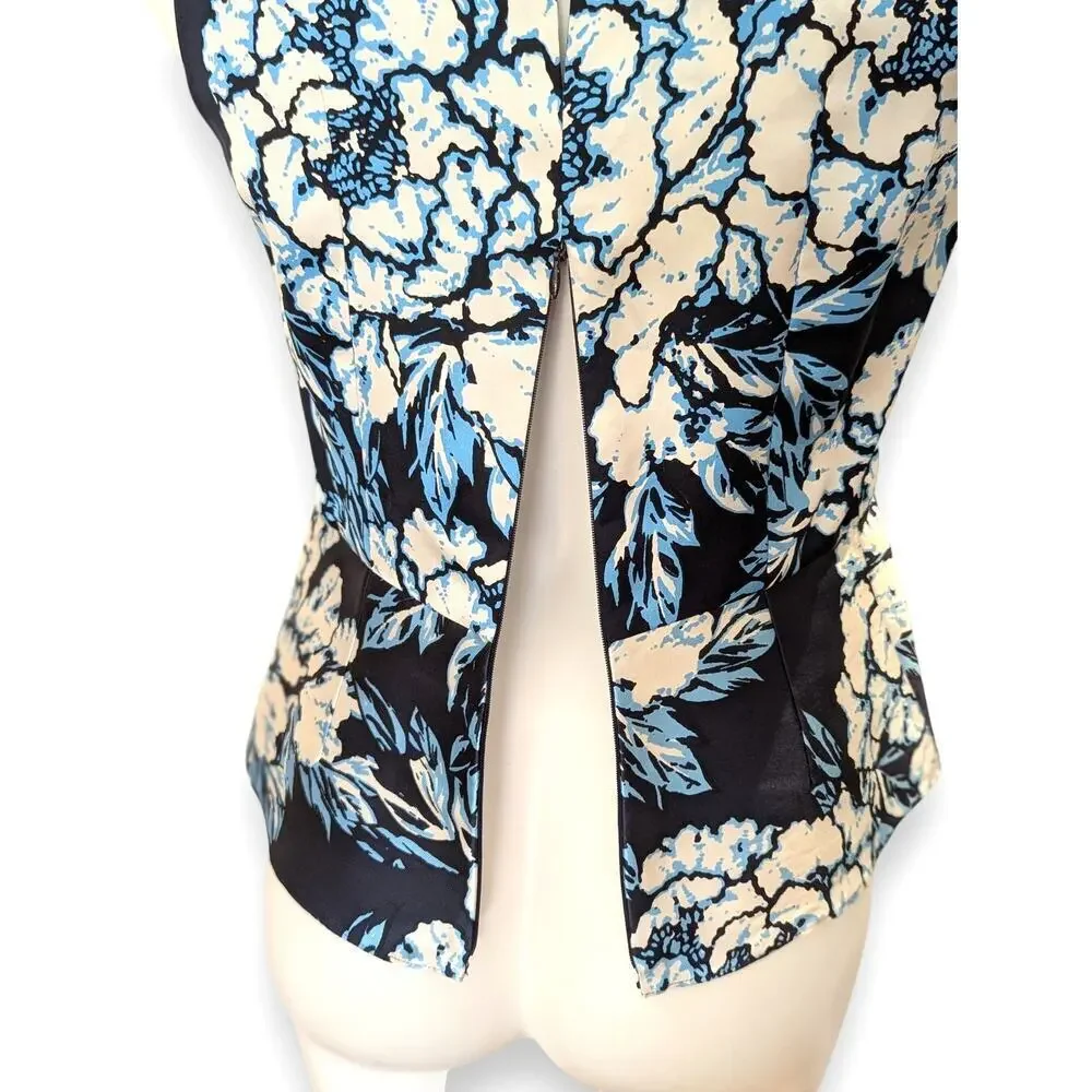 Balenciaga Paris 100% Silk Floral Sleeveless Blouse Size 40 (US 6) Designer - Picture 5 of 9